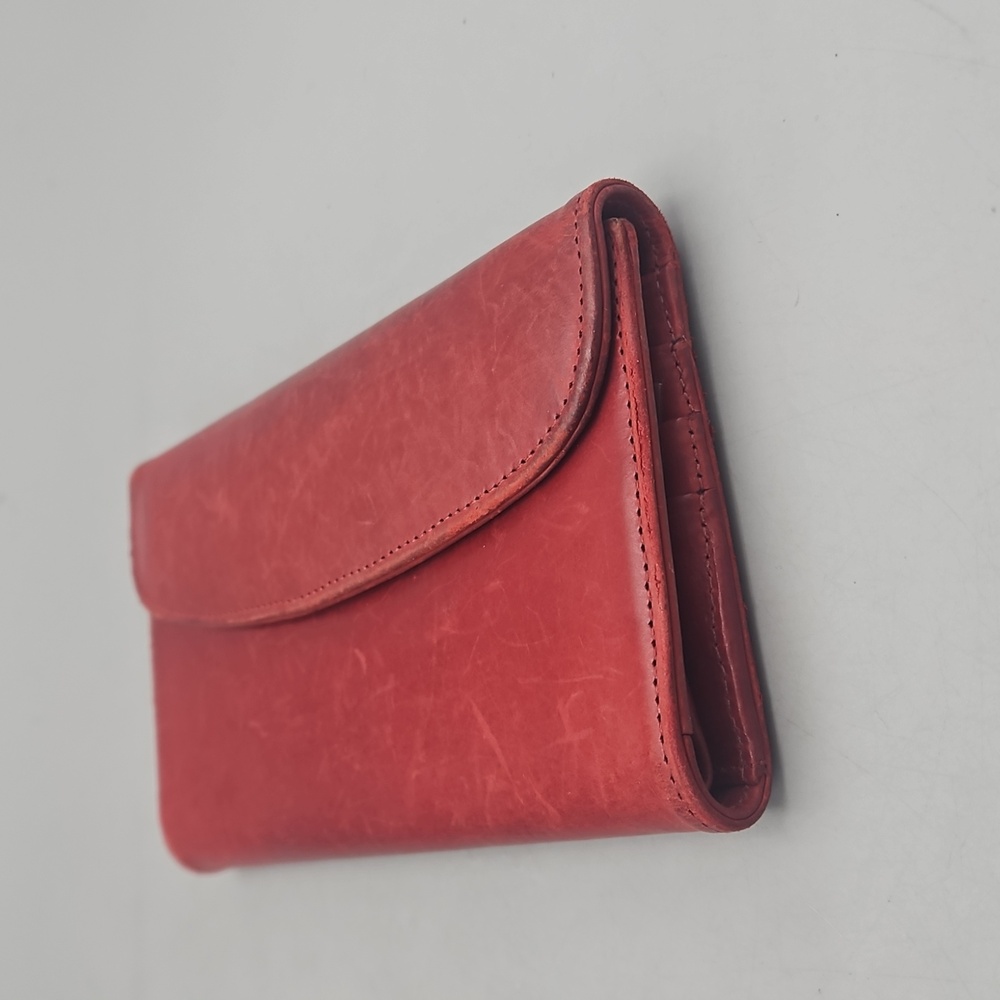 Vintage Coach Wallet Distressed Red Leather Checkbook Holder - Picture 3 of 16